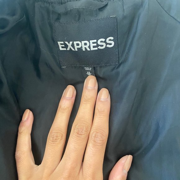 Express Black Quilted Bomber Jacket - Picture 3 of 4